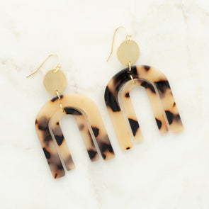 Twin Arch Earrings - Light Tortoise