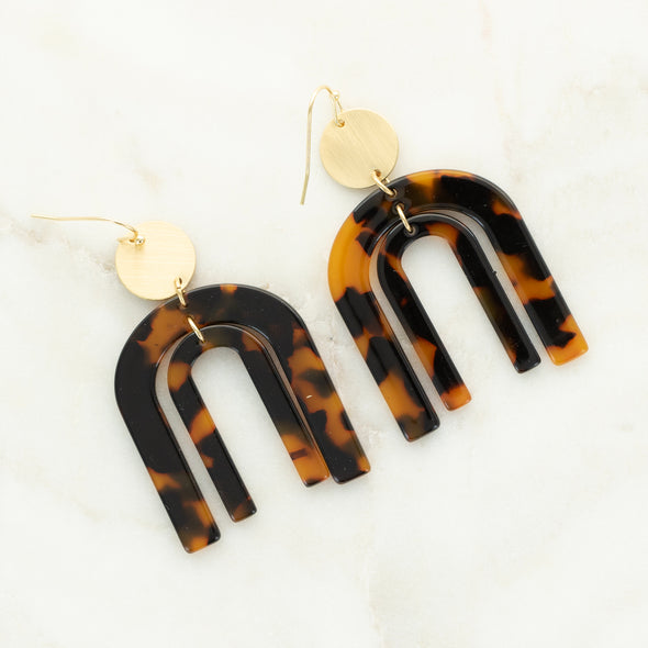 Twin Arch Earrings - Dark Tortoise