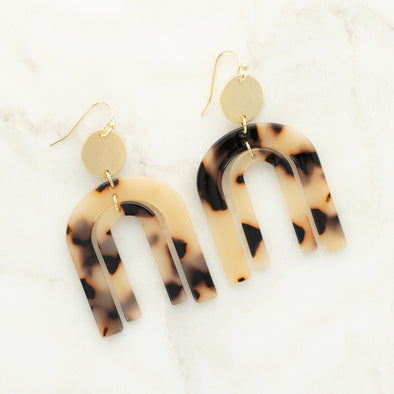 Twin Arch Earrings - Light Tortoise