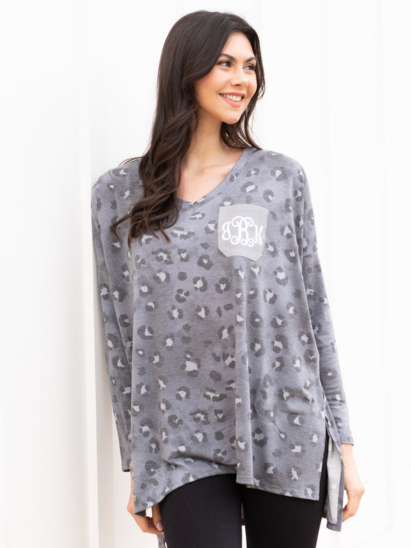 I Want To Break Free Leopard Top - Charcoal