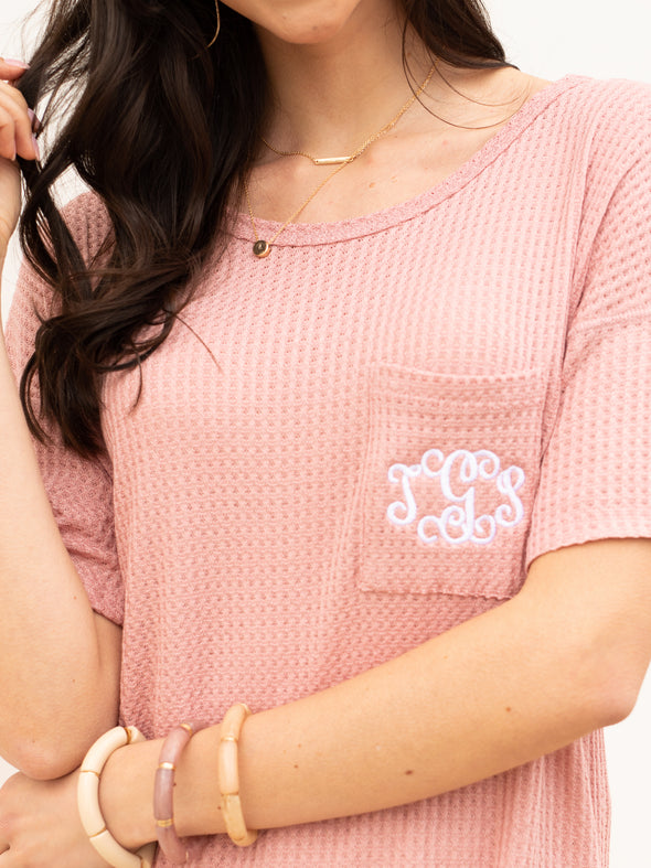 Anything For Love Waffle Knit Top - Blush