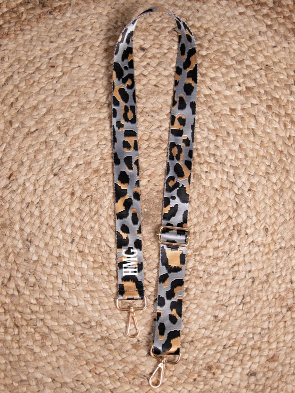 On the Prowl Leopard Guitar Strap - Grey