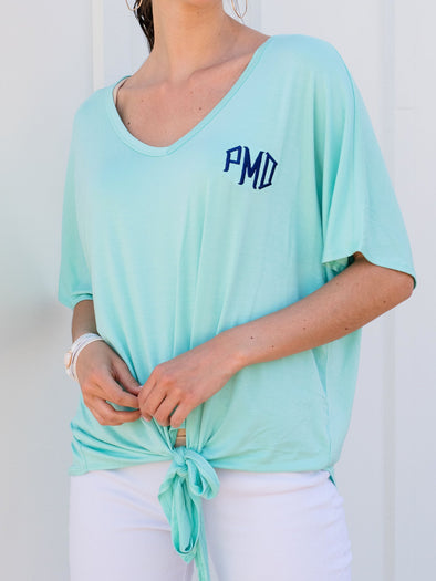 Hold Me Close Tie Front Top - Mint