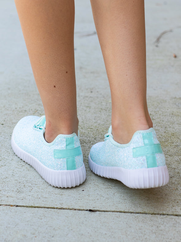 Shine Bright Mint Glitter Sneakers