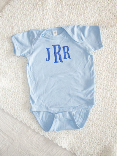 Little Love Monogram Onesie - Light Blue