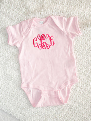 Little Love Monogram Onesie - Pink