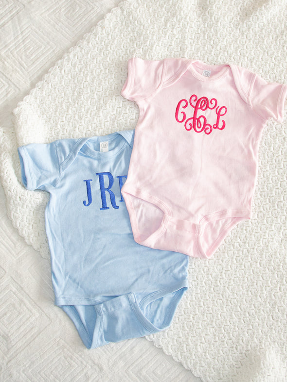 Little Love Monogram Onesie - Light Blue