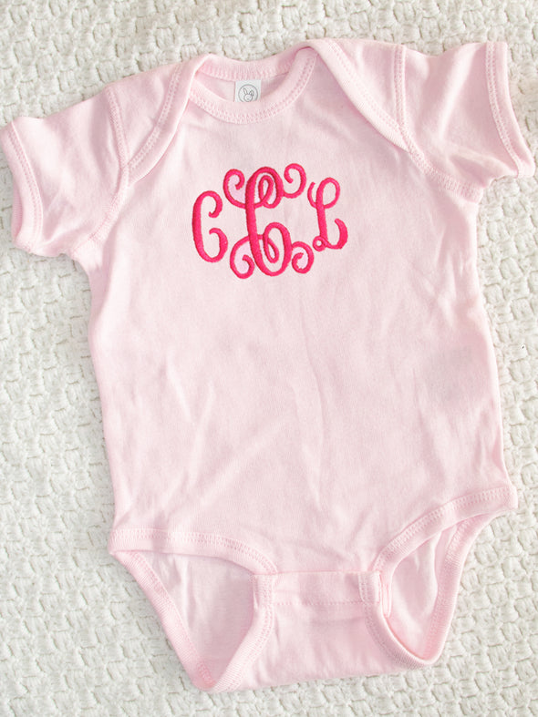 Little Love Monogram Onesie - Pink