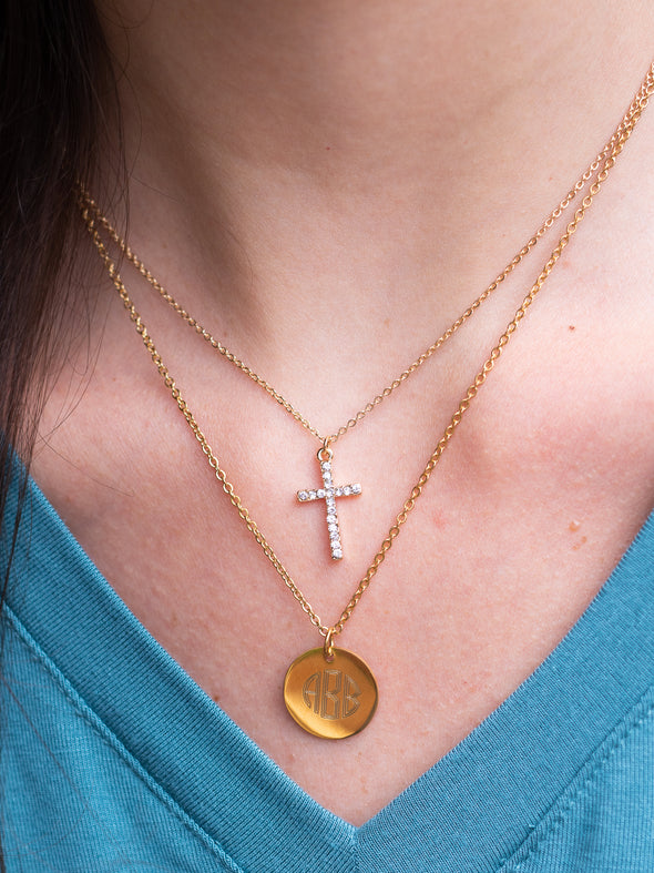 I Am Yours Cross Necklace - Gold