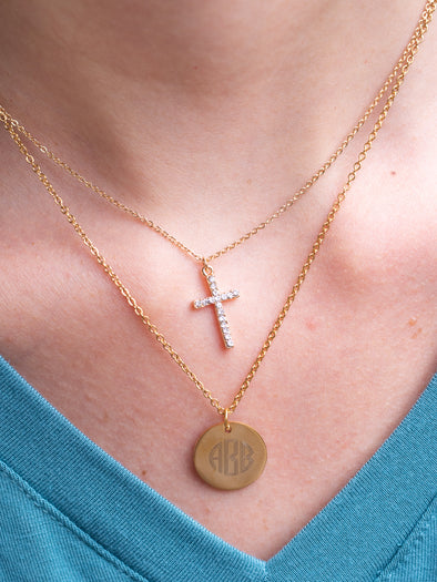 I Am Yours Cross Necklace - Gold