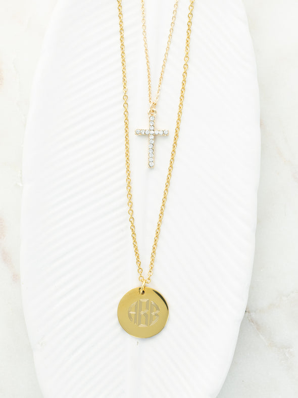 I Am Yours Cross Necklace - Gold