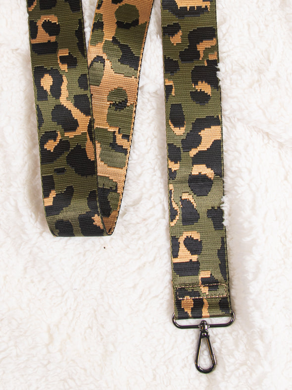 Leopard Guitar Strap - Olive