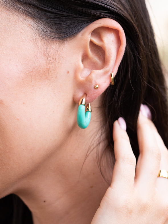 Can't Tell You Why Hoop Earrings - Turquoise