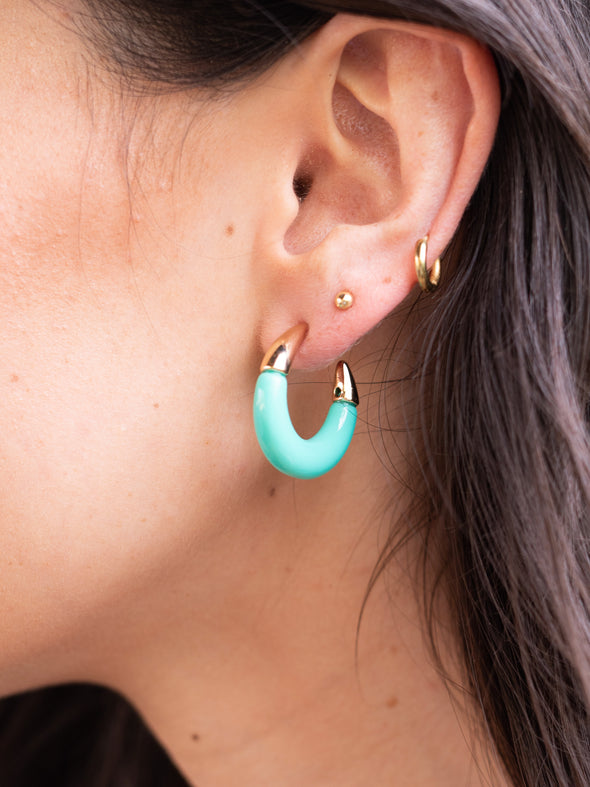 Can't Tell You Why Hoop Earrings - Turquoise