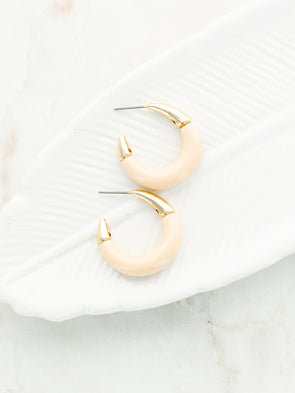 Can't Tell You Why Hoop Earrings -Beige