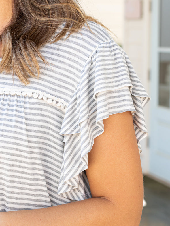 Walk Me Home Top - Grey Stripe