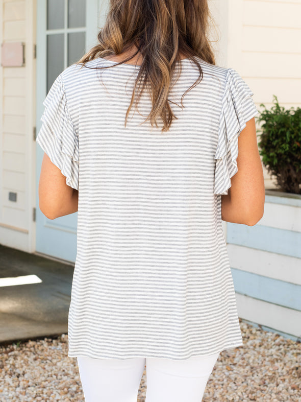 Walk Me Home Top - Grey Stripe