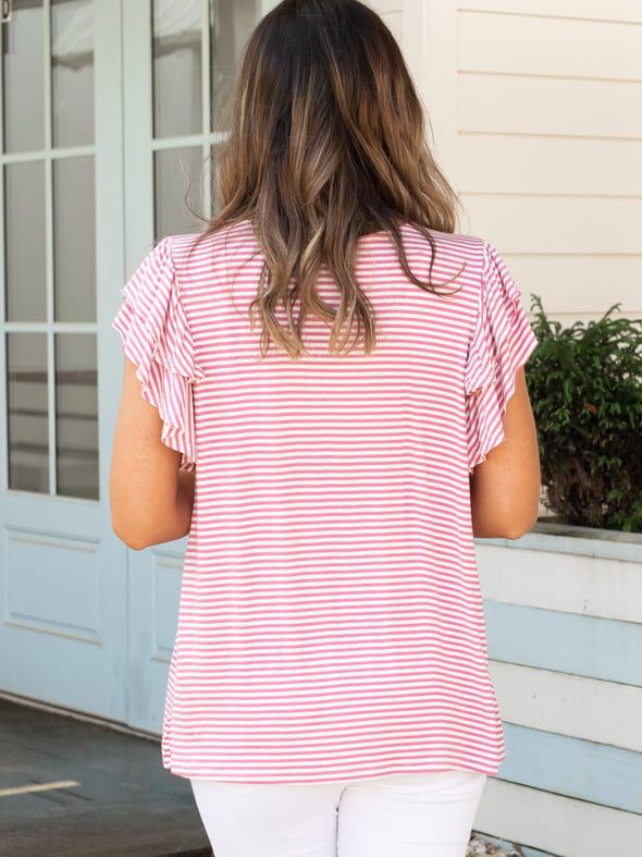 Walk Me Home Top- Mauve Stripe