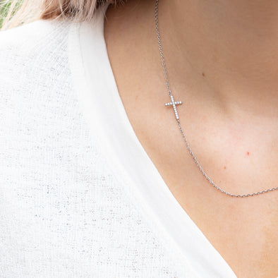 Because He Lives Cross Necklace - Silver