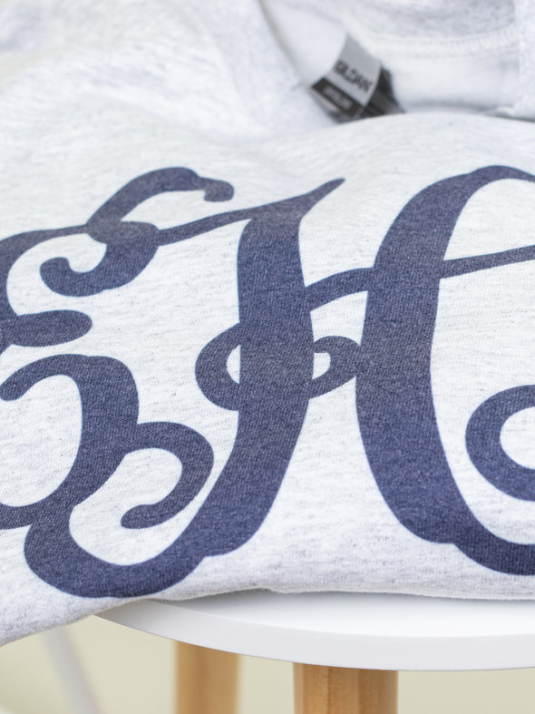 Solid Color Monogram Sweatshirt- Grey