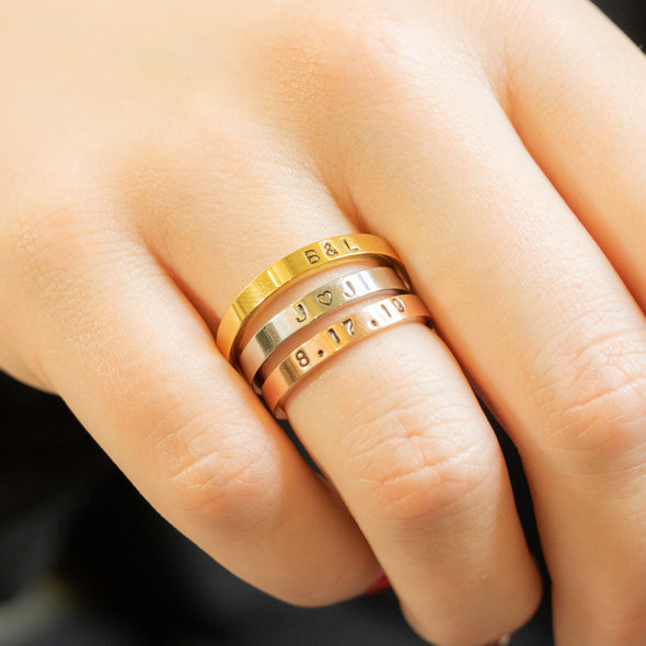 Banded Together Hand Stamped Rings