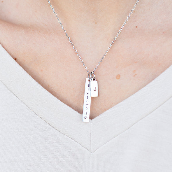 Hand Stamped Vertical Bar Charm