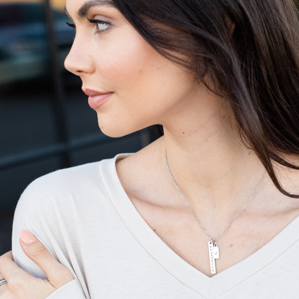 Hand Stamped Vertical Bar Necklace