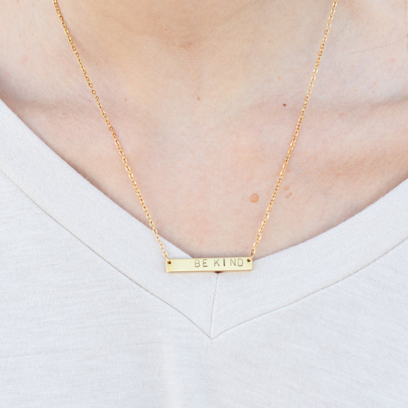 Hand Stamped Horizontal Bar Necklace