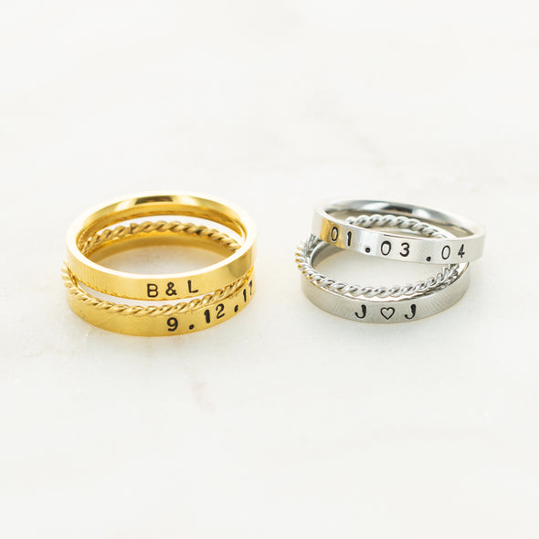 The Ashley Hand Stamped Ring Stack