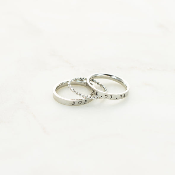 The Ashley Hand Stamped Ring Stack