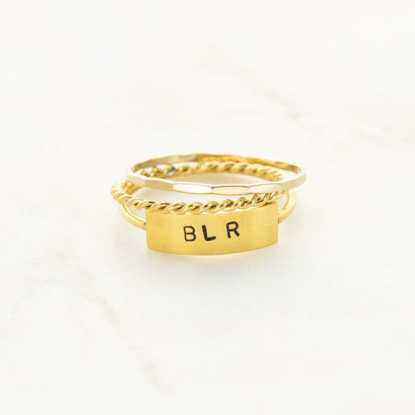 The Heather Hand Stamped Ring Stack