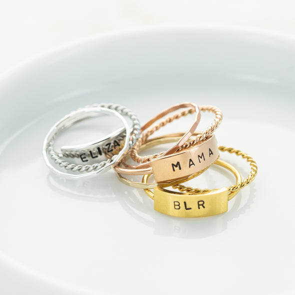 The Heather Hand Stamped Ring Stack