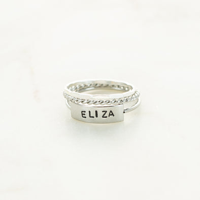 The Heather Hand Stamped Ring Stack