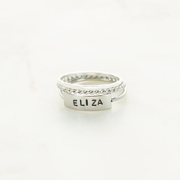 The Heather Hand Stamped Ring Stack