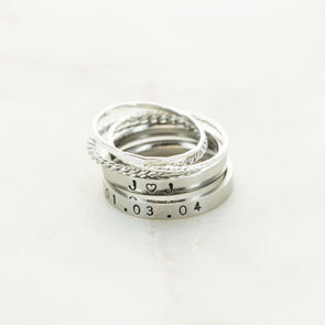 The Elizabeth Hand Stamped Ring Stack