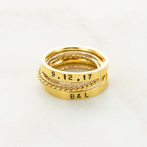 The Elizabeth Hand Stamped Ring Stack