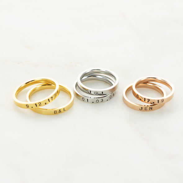 Banded Together Hand Stamped Rings