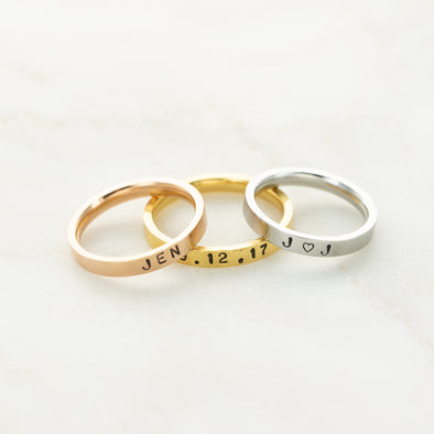 Banded Together Hand Stamped Rings