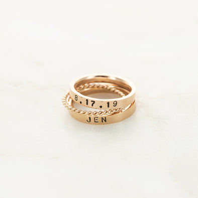 The Ashley Hand Stamped Ring Stack