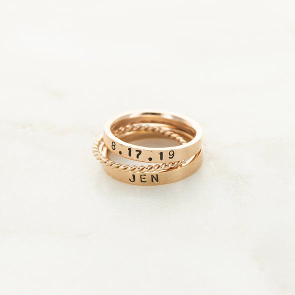 The Ashley Hand Stamped Ring Stack