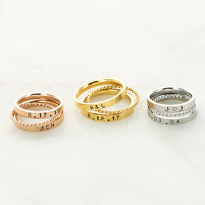 The Ashley Hand Stamped Ring Stack