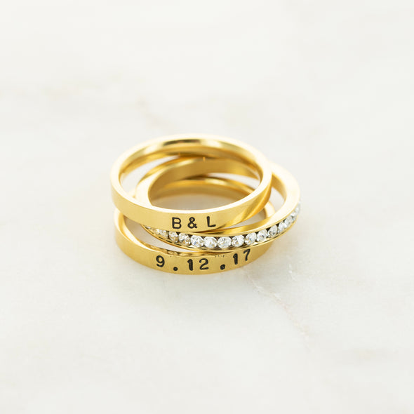 The Courtney Hand Stamped Ring Stack