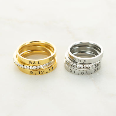 The Courtney Hand Stamped Ring Stack