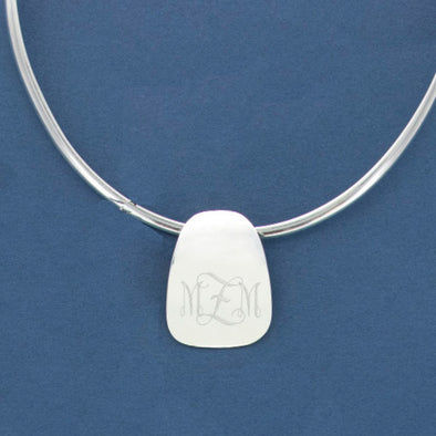 Silver Plated Square Teardrop Barrel Pendant