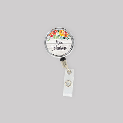 Fall Floral Retractable Lanyard