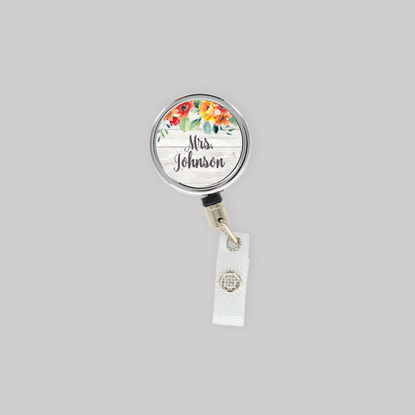 Fall Floral Retractable Lanyard