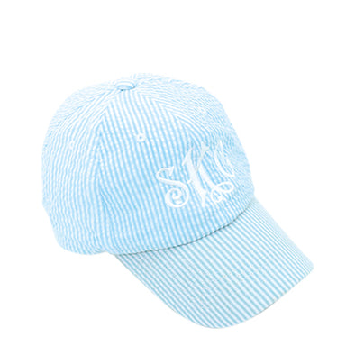 Adult Seersucker Cap - Light Blue