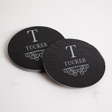 Euro Initial Slate Collection - Coaster Set