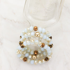 Tiger Eye Bracelet Stack - Light Blue