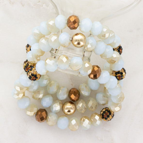 Tiger Eye Bracelet Stack - Light Blue